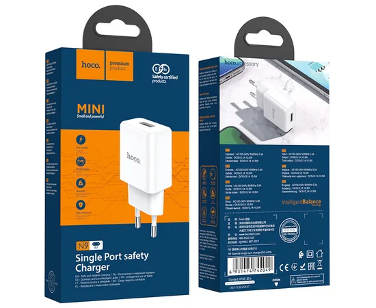 СЗУ Hoco N9 (1USB/2,1A) Белый