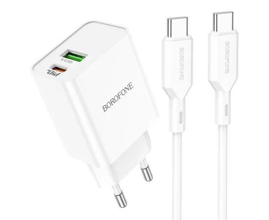 СЗУ Borofone BA69A Resource PD20W+QC3.0 (Type-C to Type-C) White