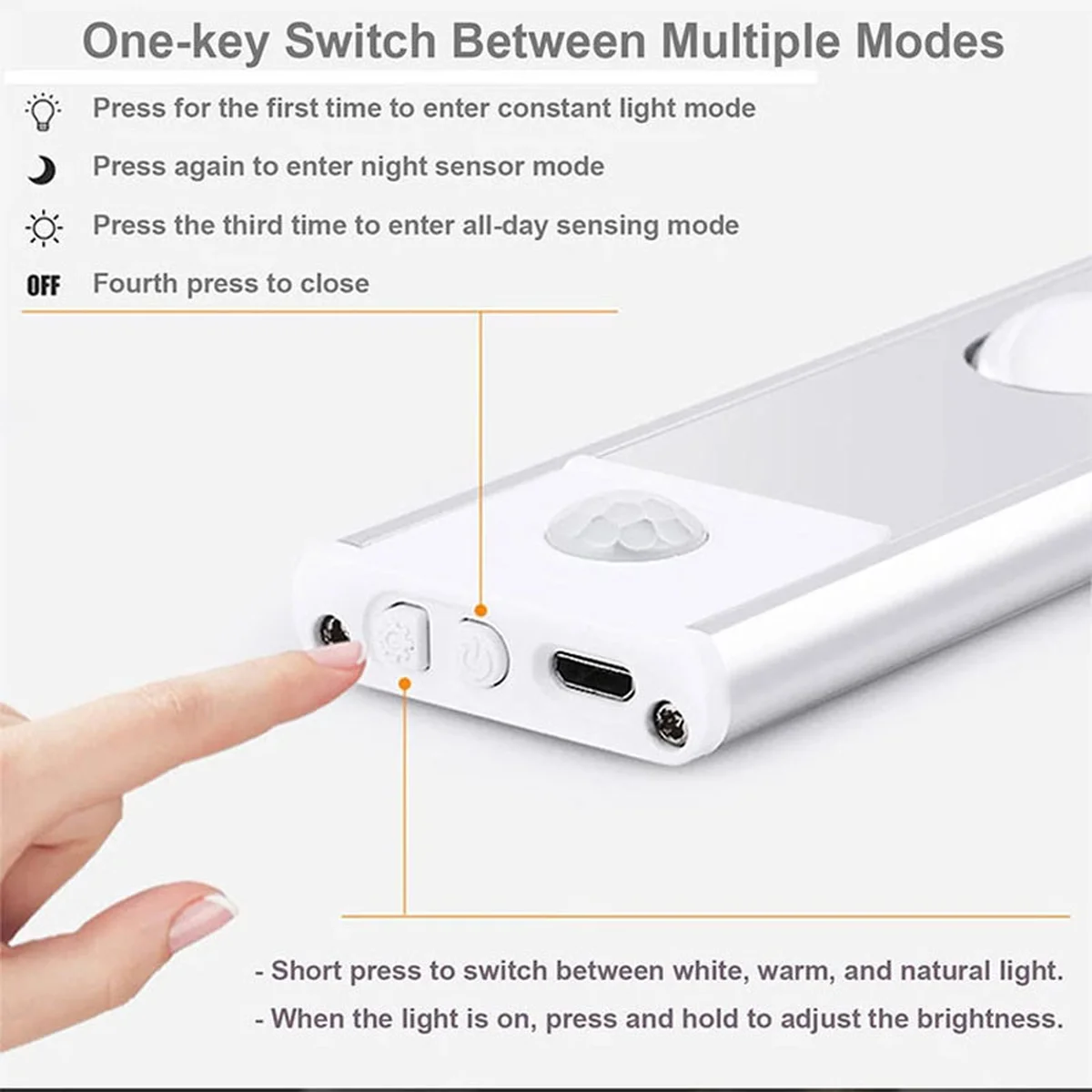 Сенсорный светильник LED с датчиком движения MZ-L1602 (40*10*400mm) White