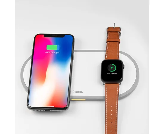 Беспроводное зарядное устройство HOCO CW20 2in1 Белый