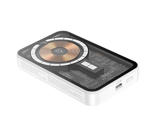 Портативное зарядное устройство Power Bank Hoco Q10 Transparent PD20W с БЗУ 5000 mAh White
