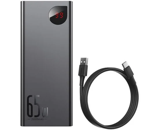 Портативное зарядное устройство Baseus Adaman Metal Digital Display QC 65W 20000mAh (PPIMDA-D) Black