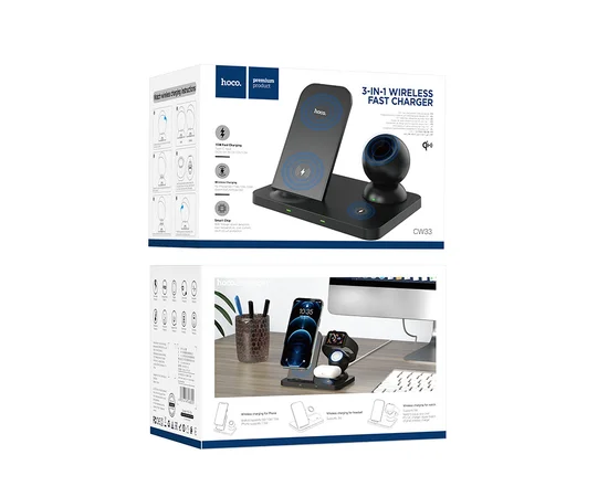 БЗУ HOCO CW33 Ultra Charge 3in1 Черный