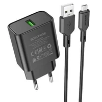 СЗУ Borofone BA72A Spring QC3.0 USB to MicroUSB Black