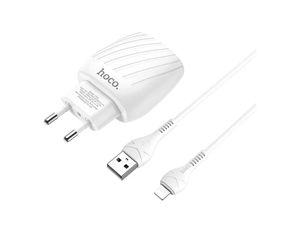 СЗУ Hoco C78A (2USB/2.4A) + Lightning Белый