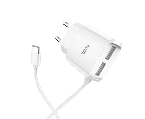 СЗУ Hoco C59A (2USB/2.4A) + Type-C Белый