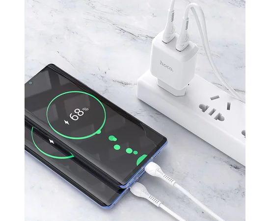СЗУ HOCO N7 (2USB/2,1A) + USB - Type-C Белый