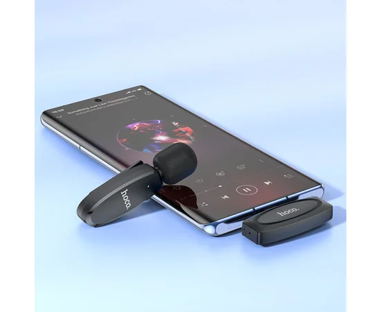 Петличный беспроводной микрофон Hoco L15 Crystal Type-C Black