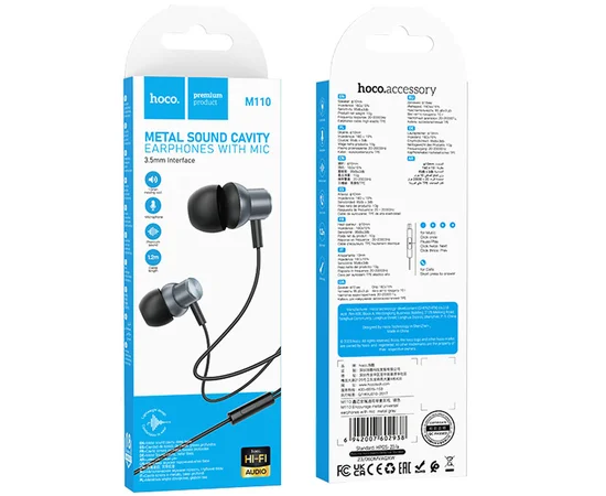 Стерео Наушники Hoco M110 Encourage metal Metal gray