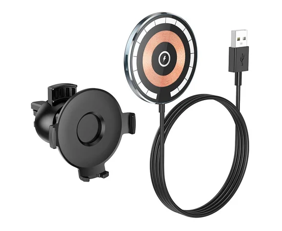 Автодержатель с БЗУ Hoco CW42 магнитный Black