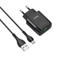 СЗУ Hoco C72Q QC3.0 (1USB/2A) + MicroUSB Черный
