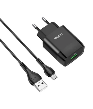 СЗУ Hoco C72Q QC3.0 (1USB/2A) + MicroUSB Черный СЗУ Hoco C72Q QC3.0 (1USB/2A) + MicroUSB Черный