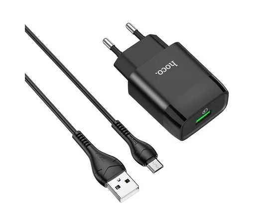 СЗУ Hoco C72Q QC3.0 (1USB/2A) + MicroUSB Черный