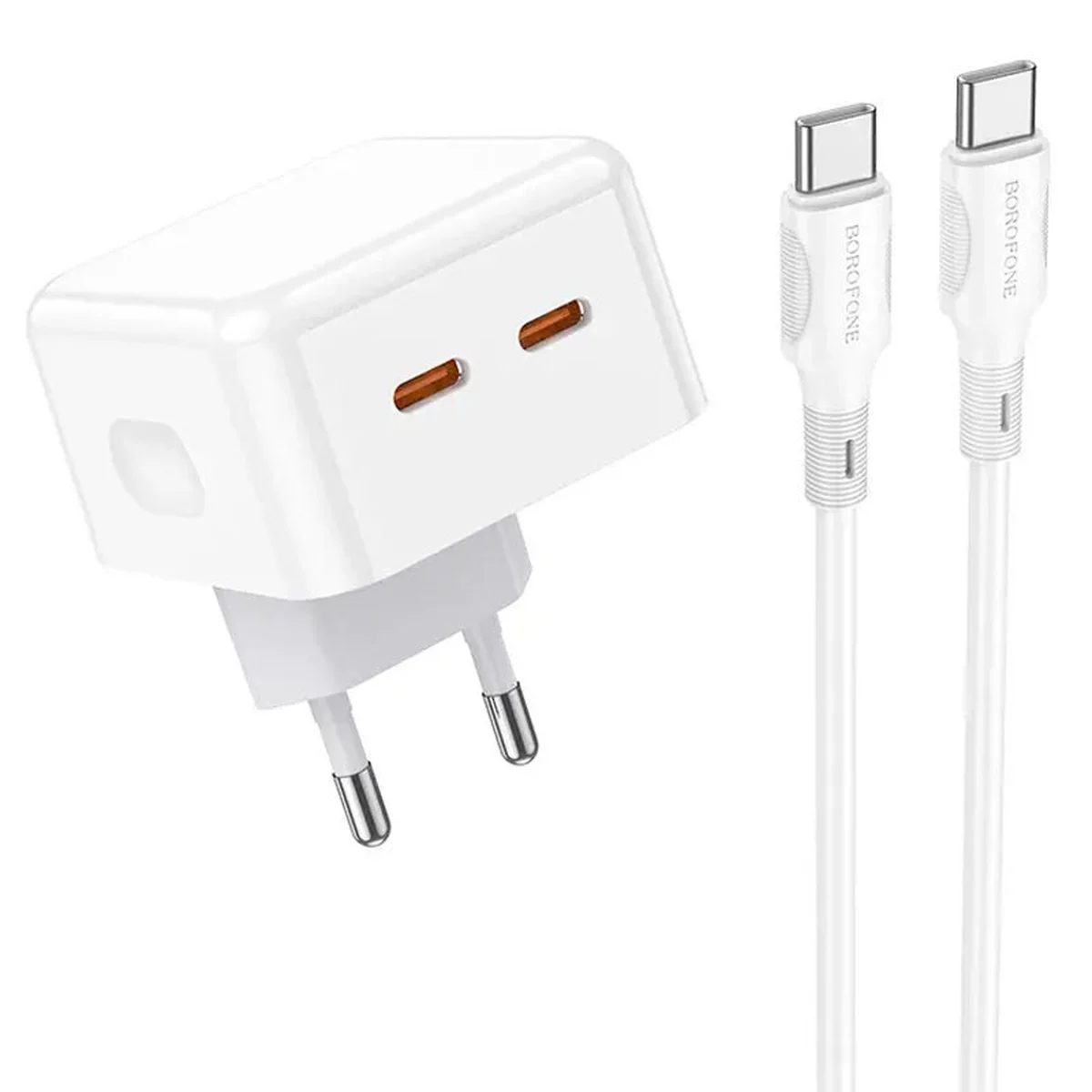 СЗУ Borofone BA76A Source PD35W (2Type-C) + Type-C to Type-C White