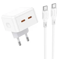 СЗУ Borofone BA76A Source PD35W (2Type-C) + Type-C to Type-C White