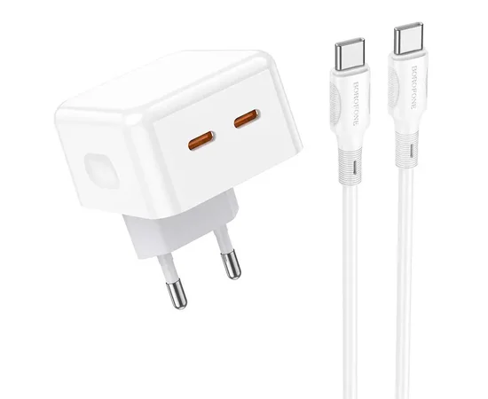 СЗУ Borofone BA76A Source PD35W (2Type-C) + Type-C to Type-C White