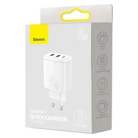 СЗУ Baseus Compact Quick Charger 30W QC+ PD (1Type-C + 2USB) (CCXJ-E) Белый