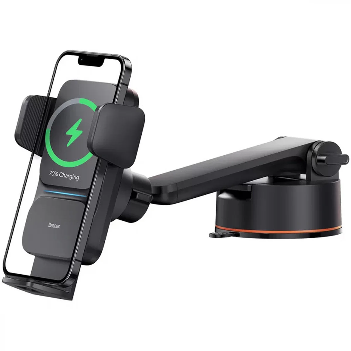 Автоутримувач із БЗУ Baseus Wisdom Auto Alignment (QI 15W) (Suction base) (CGZX000101) Black