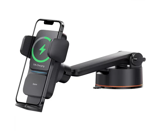 Автодержатель с БЗУ Baseus Wisdom Auto Alignment (QI 15W) (Suction base) (CGZX000101) Black