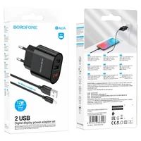 СЗУ Borofone BA63A Richy + MicroUSB Черный