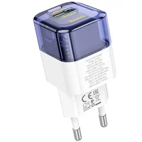 СЗУ Hoco C131A Platium PD30W+QC3.0 + Type-C to Type-C Transparent blue
