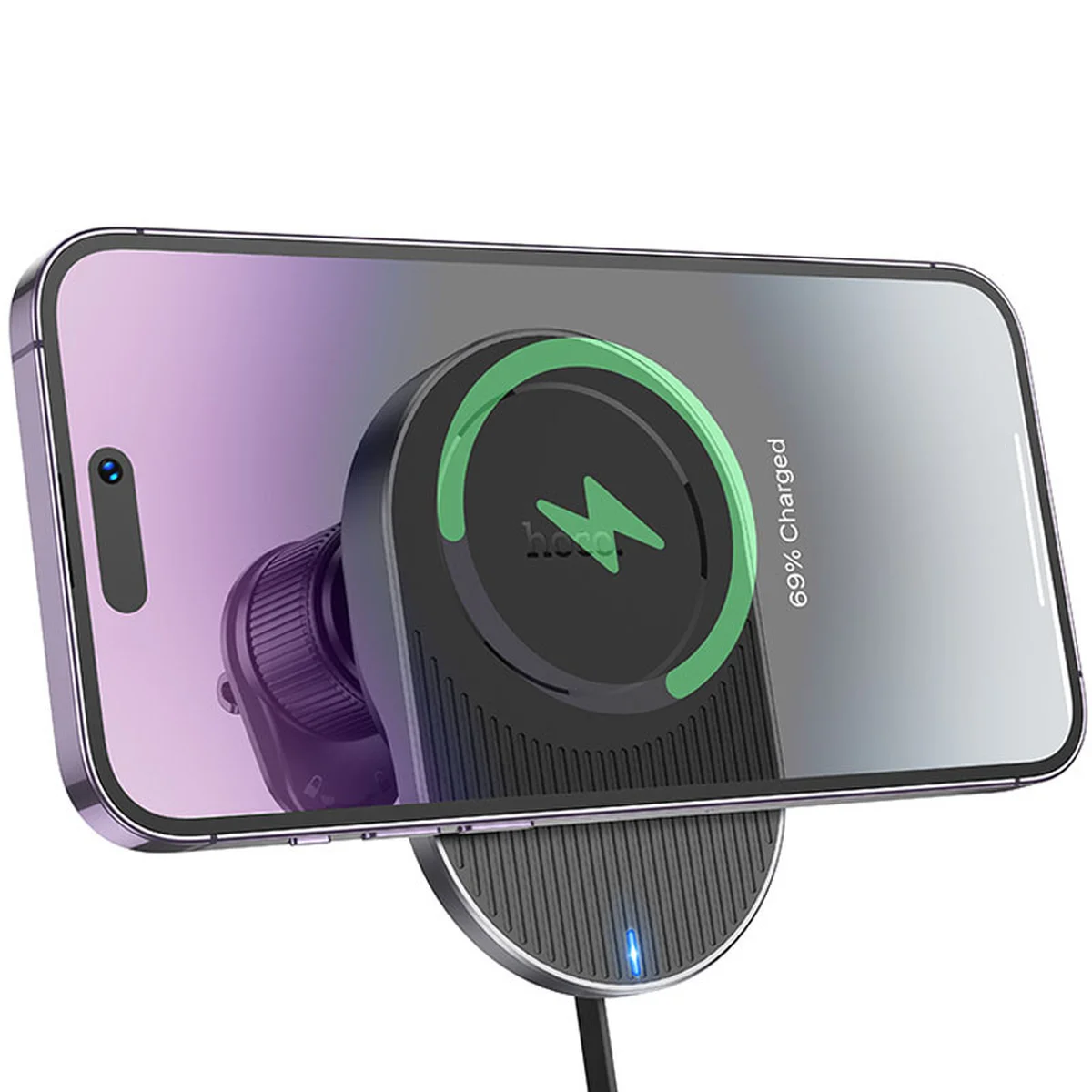 Автотримач із БЗУ Hoco HW12 Guardian magnetic (air outlet) Black / Gray