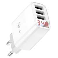 СЗУ Hoco C93A Ease charge 3-port digital display charger Білий
