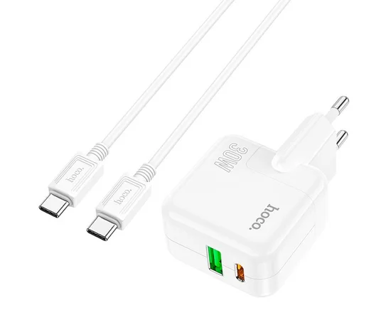 СЗУ Hoco C111A PD 30W+QC3.0 Type-C to Type-C White