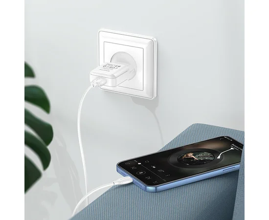 СЗУ Borofone BA64A Single port + Lightning Белый