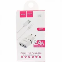 СЗУ Hoco C12 Charger + Cable (Micro) 2.4A 2USB white