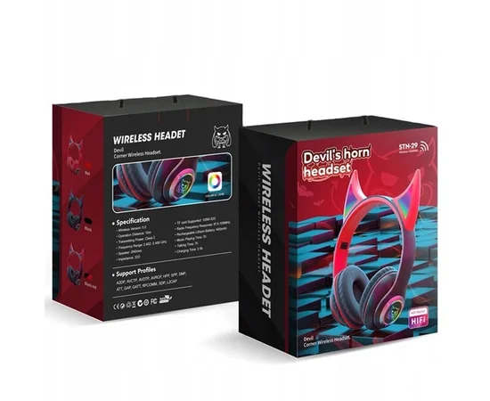 Накладные беспроводные наушники Devil's Horn STN-29 Black / Red