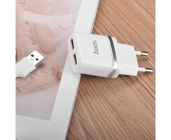 СЗУ Hoco C12 Dual USB Charger 2.4A Белый