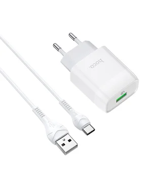 СЗУ Hoco C72Q QC3.0 (1USB / 2A) + Type-C Білий
