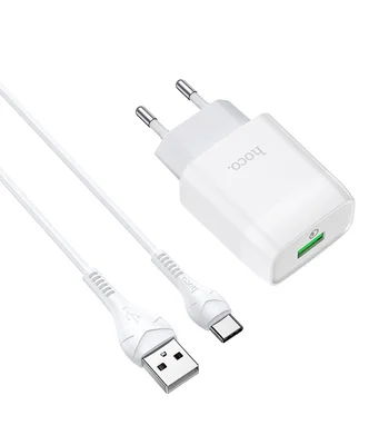 СЗУ Hoco C72Q QC3.0 (1USB / 2A) + Type-C Білий