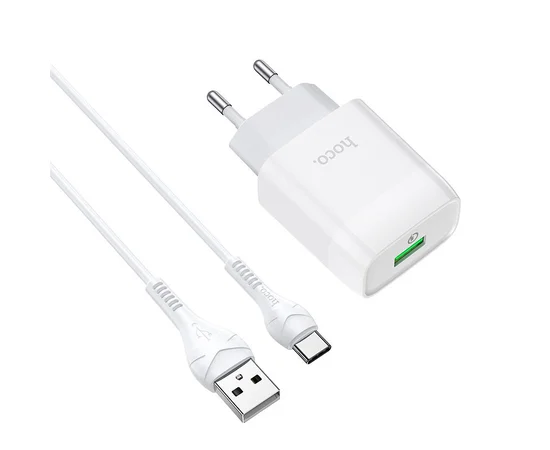 СЗУ Hoco C72Q QC3.0 (1USB/2A) + Type-C Белый
