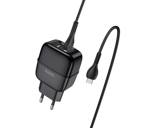 СЗУ Hoco C77A (2USB/2.4A) + MicroUSB Черный