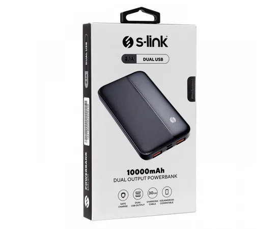 Портативное зарядное устройство Power Bank S-link IP-G10N 10000 mAh 2.1A 2USB Черный