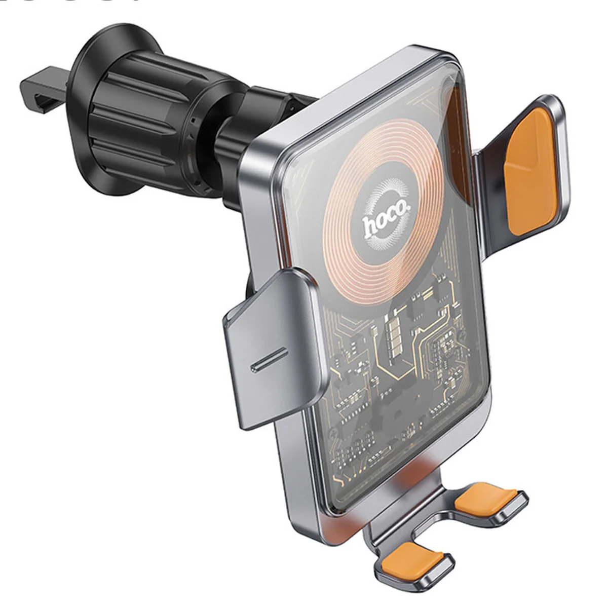 Автоутримувач із БЗУ Hoco HW7 Transparent Discovery Edition (air outlet) Metal gray