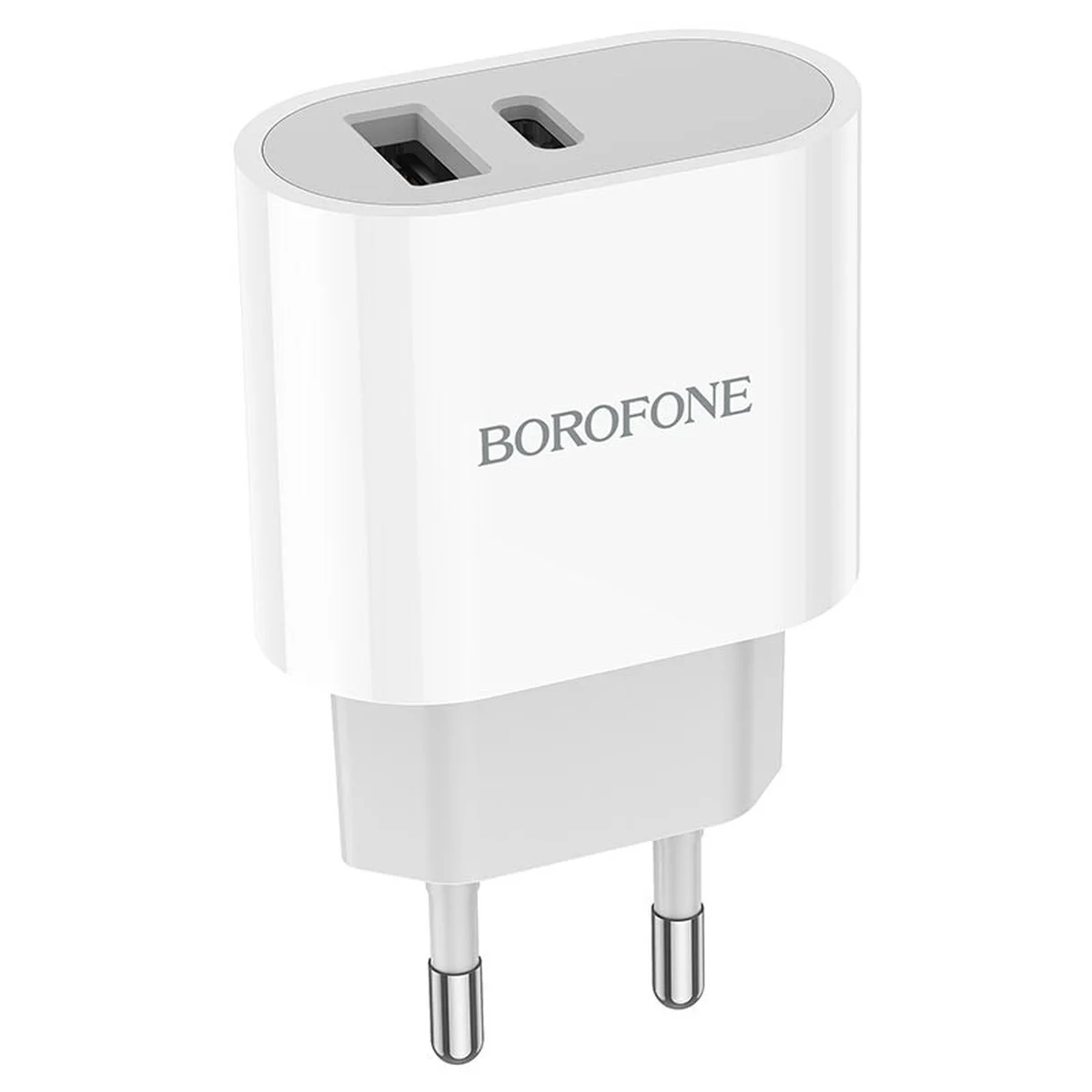 СЗУ Borofone BA62A Wiseacre PD12W (1USB/1Type-C/2.4A) + Type-C to Lightning Белый