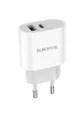 СЗУ Borofone BA62A Wiseacre PD12W (1USB/1Type-C/2.4A) + Type-C to Lightning Белый