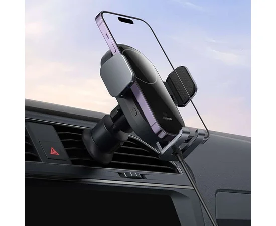 Автодержатель с БЗУ Baseus LightChaser Wireless Charging Electric Car Mount 15W (C40355900121-00) Black