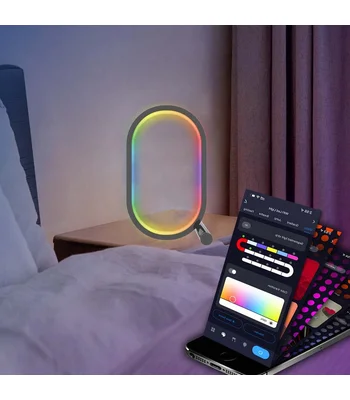 Настольная LED лампа RGB Smart desk oval lamp Bluetooth USB with app Black