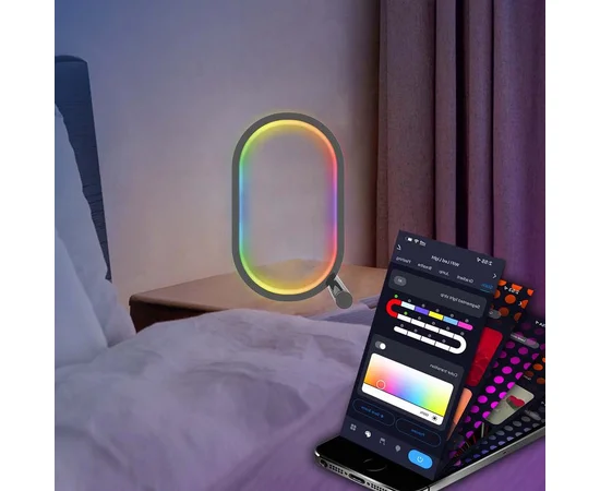 Настольная LED лампа RGB Smart desk oval lamp Bluetooth USB with app Black