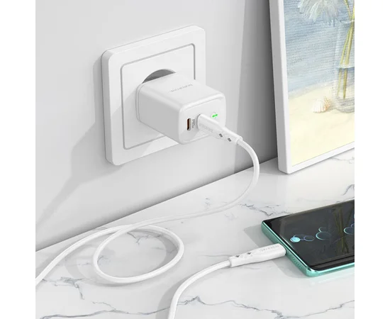 СЗУ Borofone BN9 PD35W (2Type-C) + Type-C to Type-C White