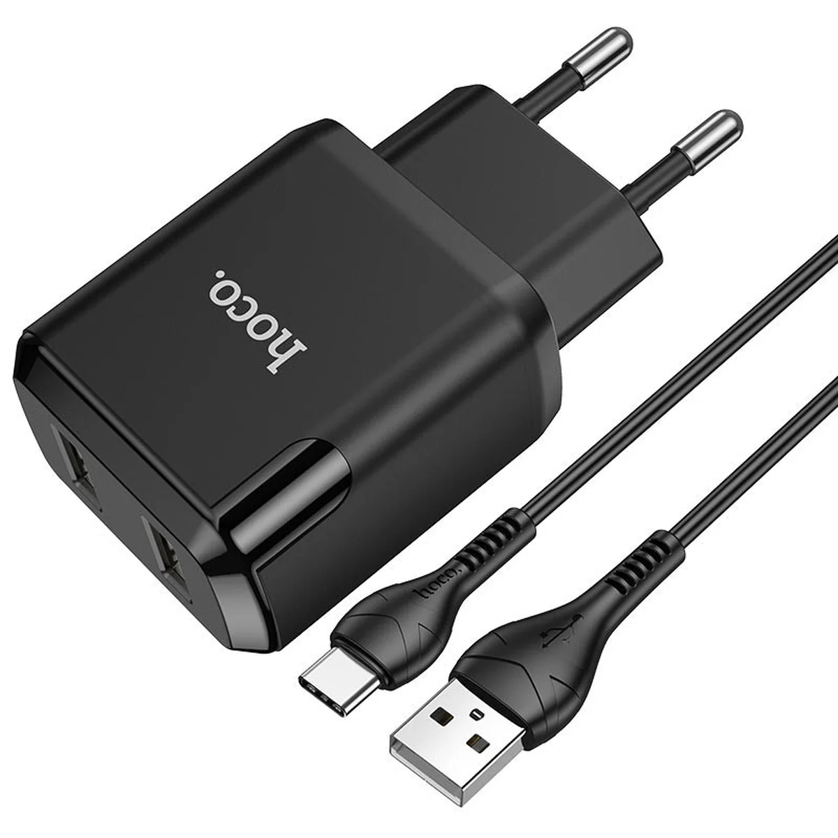 СЗУ HOCO N7 (2USB/2,1A) + USB - Type-C Черный