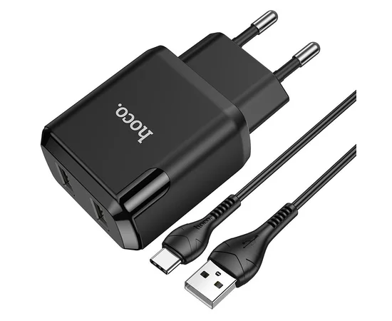 СЗУ HOCO N7 (2USB/2,1A) + USB - Type-C Черный