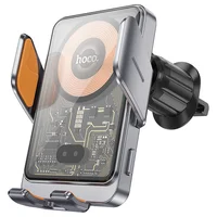 Автоутримувач із БЗУ Hoco HW7 Transparent Discovery Edition (air outlet) Metal gray