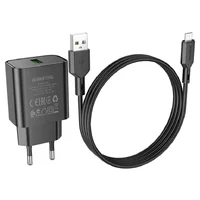 СЗУ Borofone BA72A Spring QC3.0 USB to MicroUSB Black