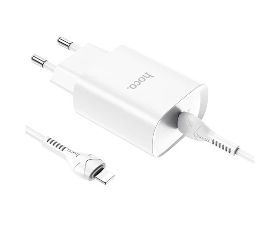 СЗУ HOCO N14 PD 20W 1Type-C + Type-C to Lightning Белый