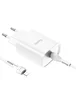 СЗУ HOCO N14 PD 20W 1Type-C + Type-C to Lightning Белый